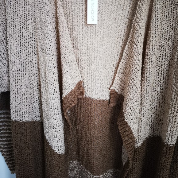 Stitchdrop Striped Open Knit Open Front Cardigan Burlap Combo Size 1X Plus NWT - Picture 8 of 10